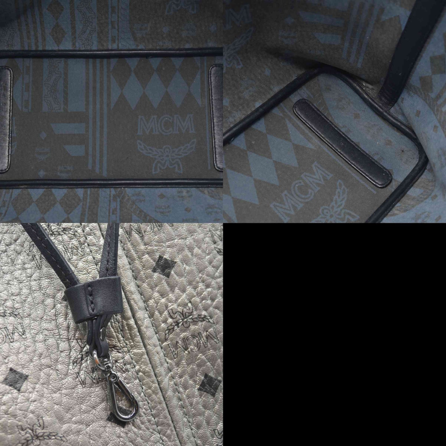 $770 MCM Tote Silver Metallic Liz Reversible Tote