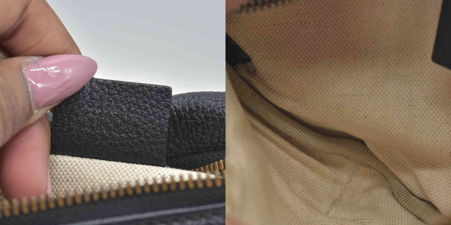 $1290 Gucci Grained Calfskin Small Logo Belt Bag Black