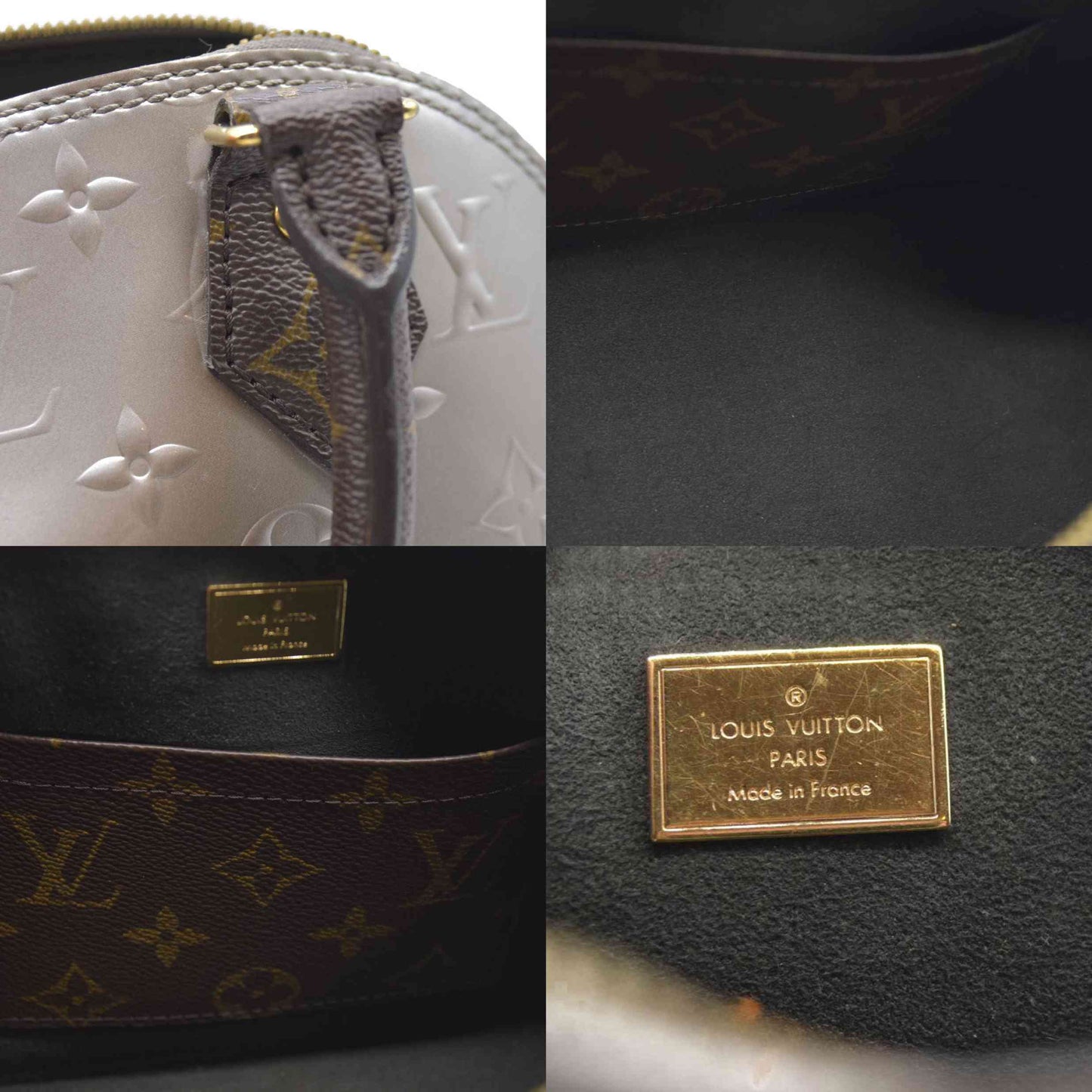 $1940 Louis Vuitton  Vernis Monogram Alma BB Taupe Metallise Crossbody