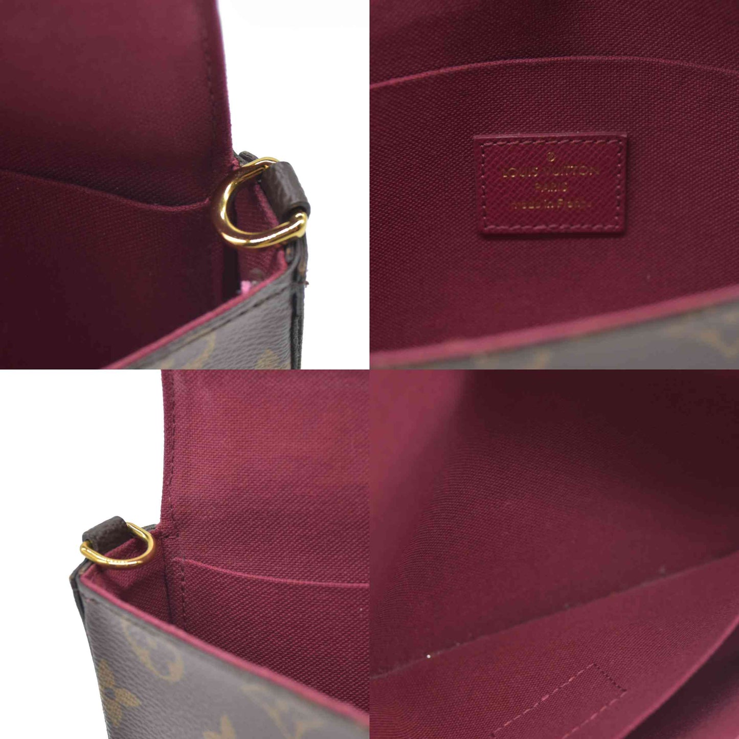 $1620 AUCTION Louis Vuitton  Monogram Pochette Felicie Chain Wallet Fuchsia MI4166