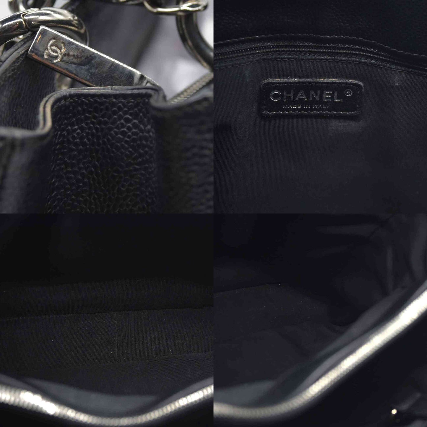 AUCTION $2900 Chanel  Caviar Quilted Grand Shopping Tote GST Black Silver Hardware 2008