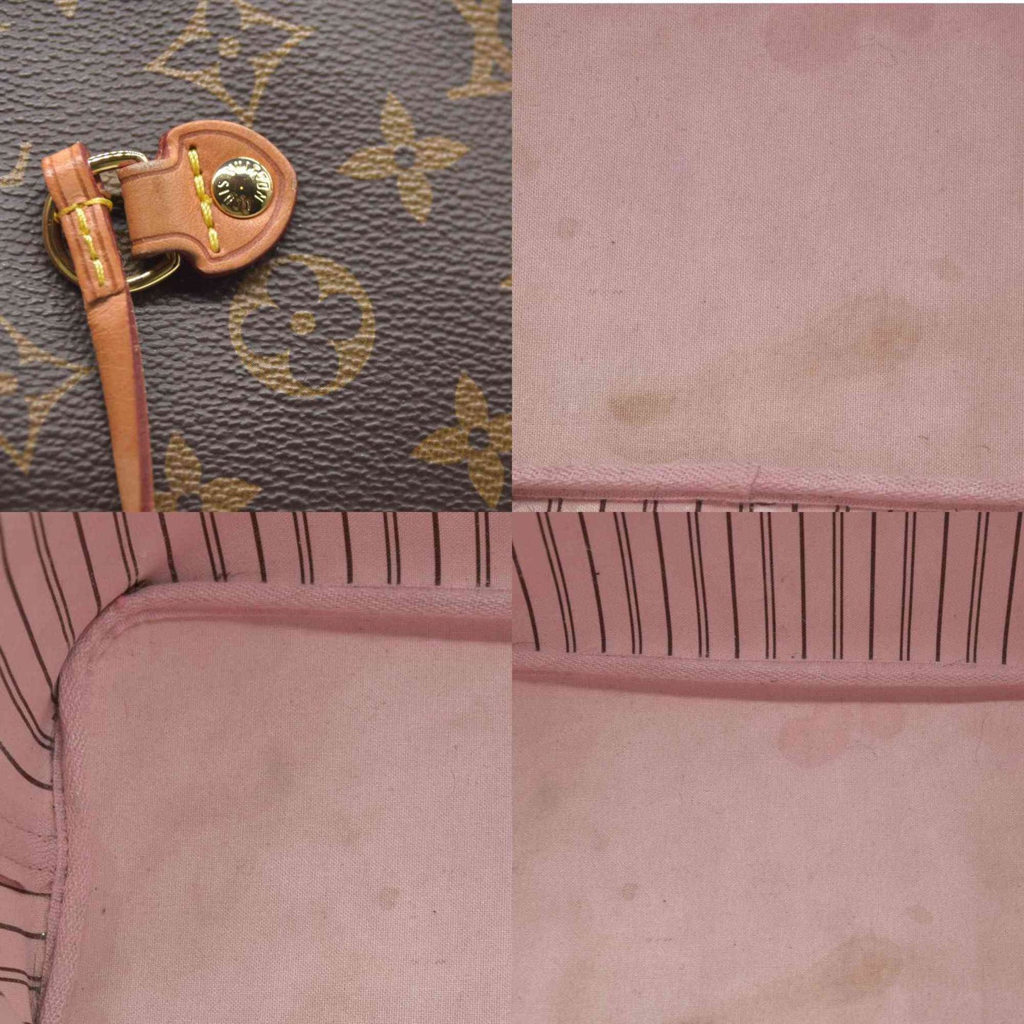 $2170 Louis Vuitton Neverfull MM Monogram Rose Ballerine