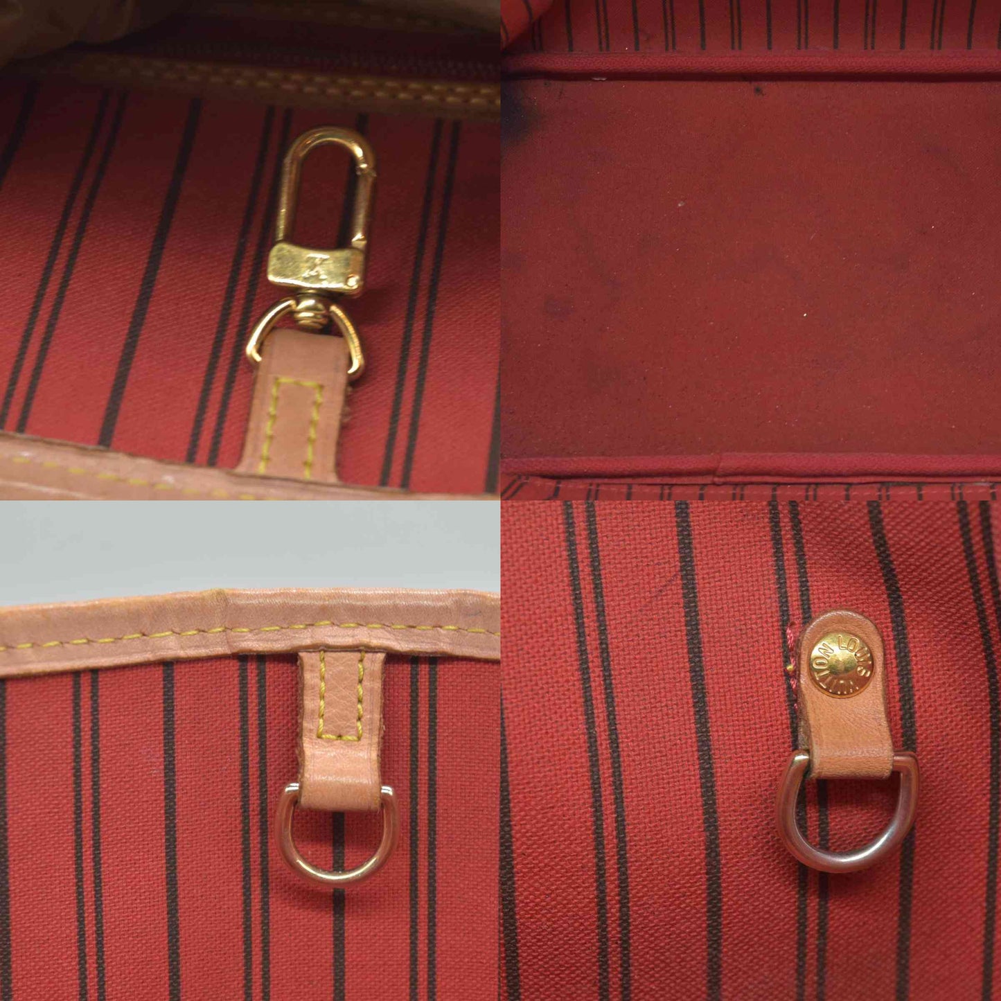 $2170 Louis Vuitton Neverfull MM Monogram Mid Size Cherry Red Tote