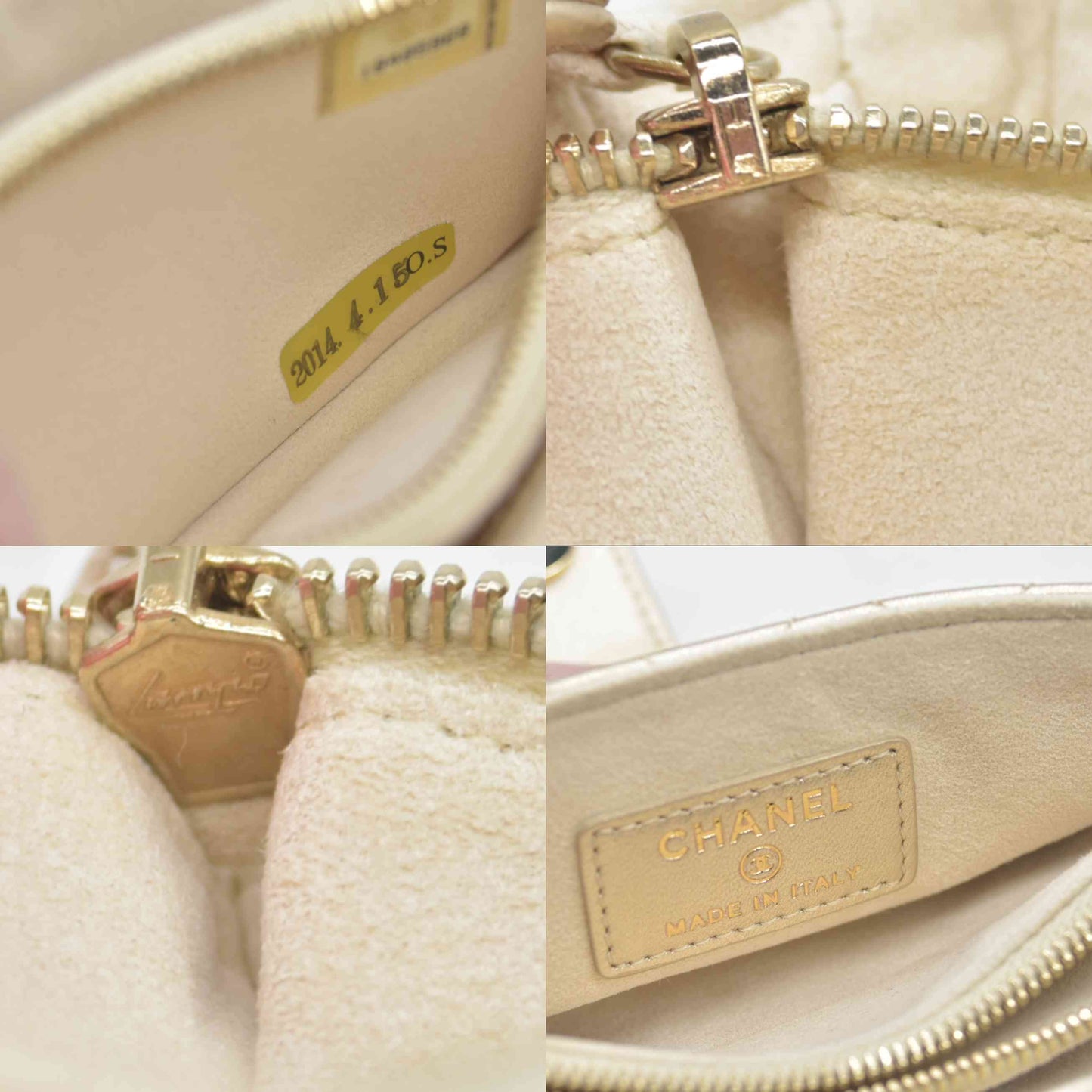 $1200 CHANEL Lamb Skin Matelasse Pouch Champagne Gold 2014