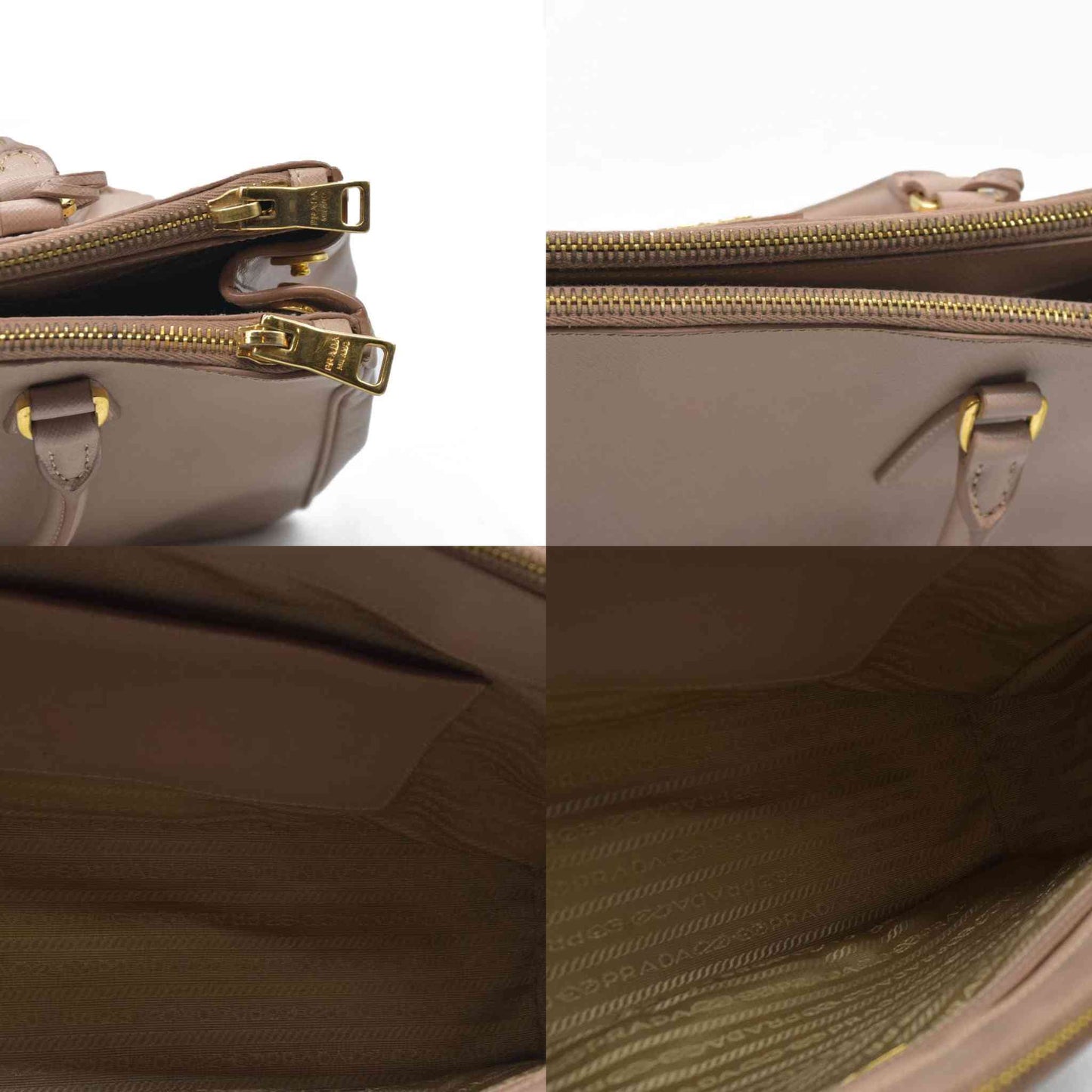 AUCTION $4300 Prada  Saffiano Small Galleria Double Zip Tote Cammeo