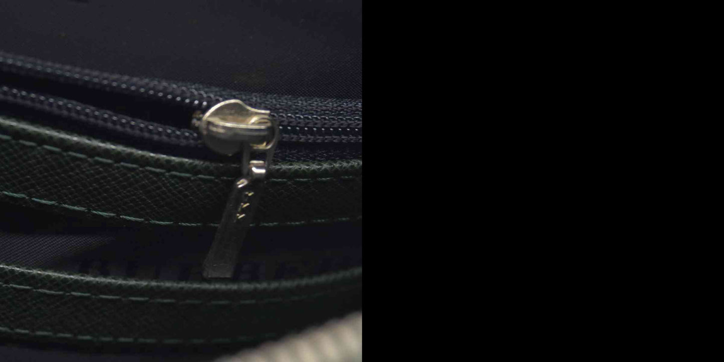$650 Burberry Saffiano Leather Clutch Dark Green CONSIGNMENT