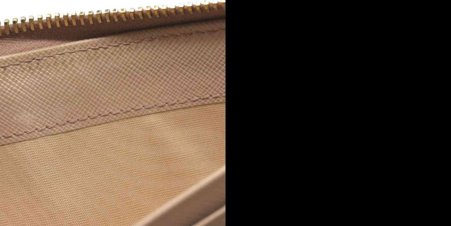 AUCTION $650 Prada  Saffiano Metal Zip Around Wallet Cammeo