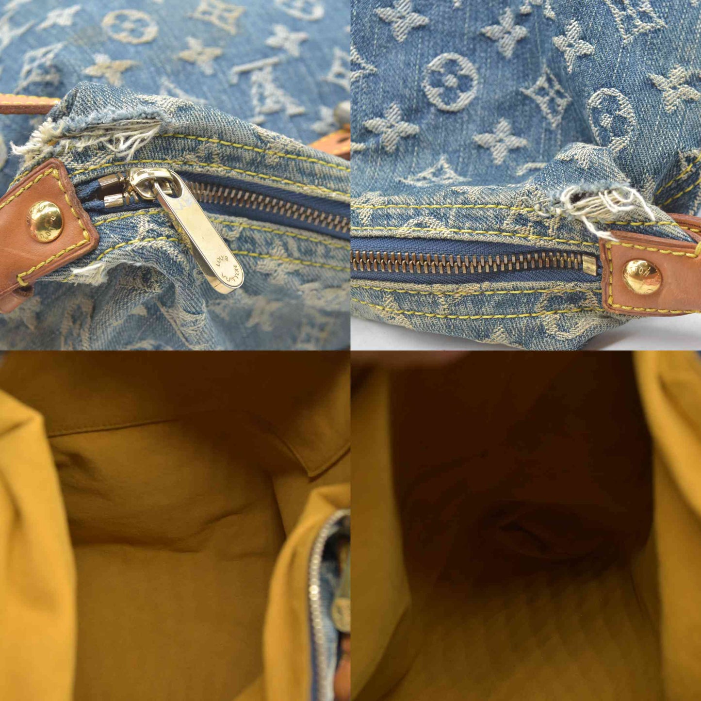 $2280 Louis Vuitton Denim Baggy GM Blue DAMAGED CONSIGNMENT 2005