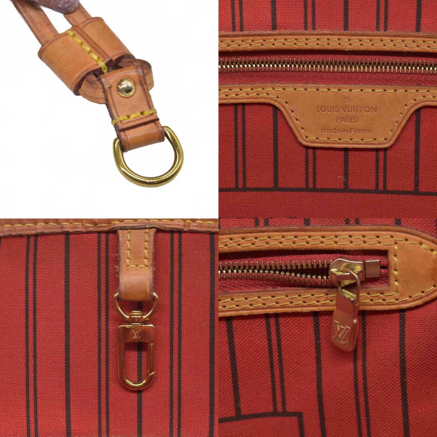 $2170 Louis Vuitton Monogram Neverfull MM Cherry AR1127