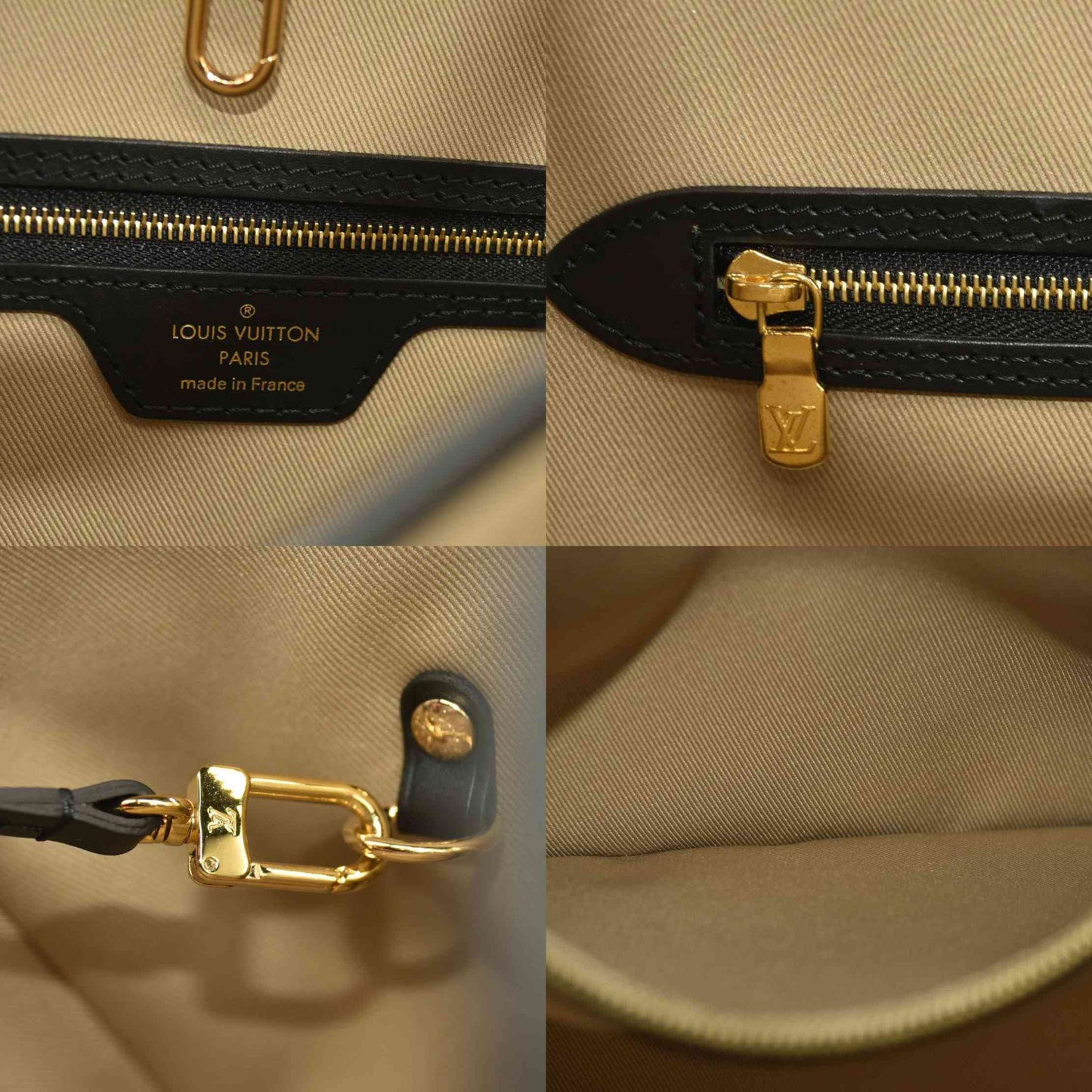 LOUIS VUITTON  Cotton Monogram Embroidered Neverfull MM Beige Black RFID