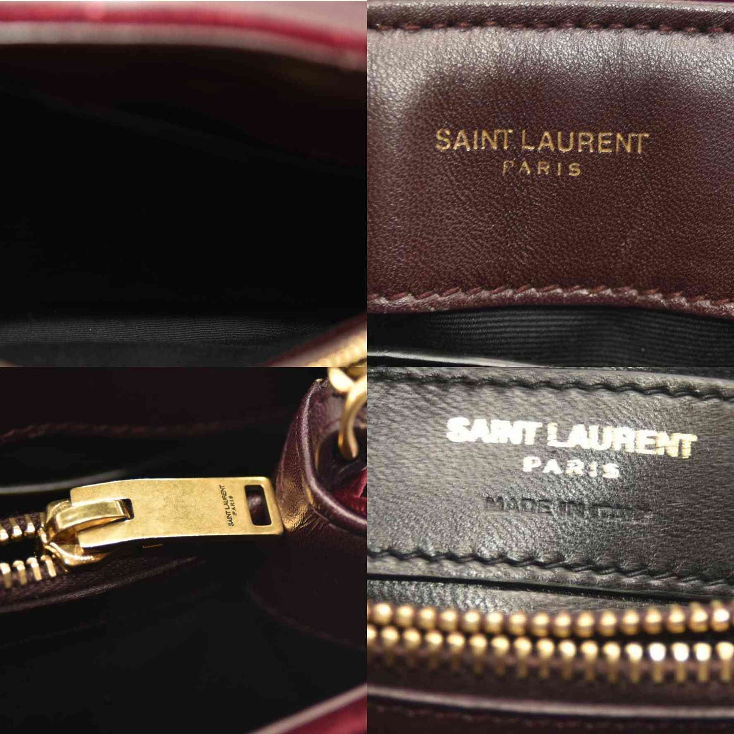 SAINT LAURENT  Velvet Y Quilted Monogram Small Loulou Chain Satchel Burgundy