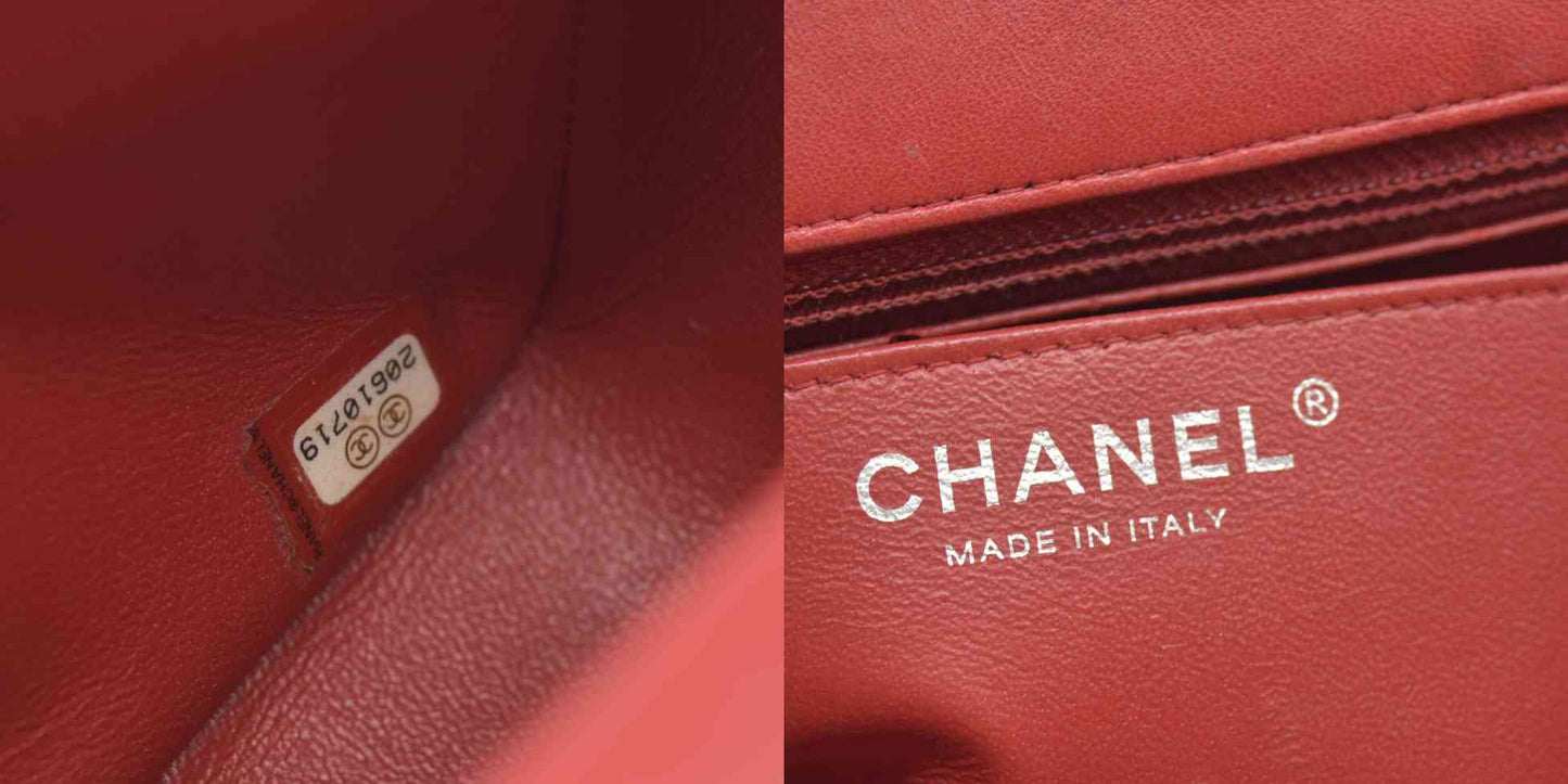$5200 Chanel Classic Mini Square Flap Bag Red