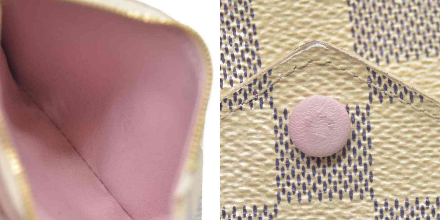 AUCTION $605 Louis Vuitton Tri-fold Wallet Damier Azur Portefeuille Victorine