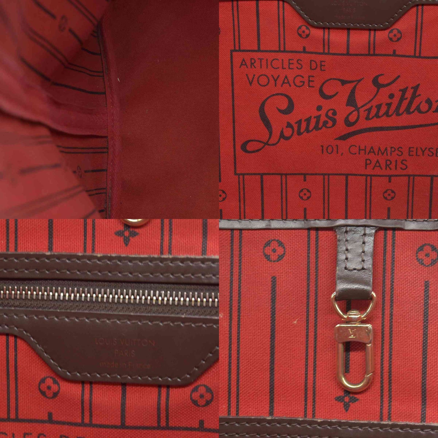 $2240 Louis Vuitton Damier Ebene Neo Neverfull GM Tote TJ4180 2010