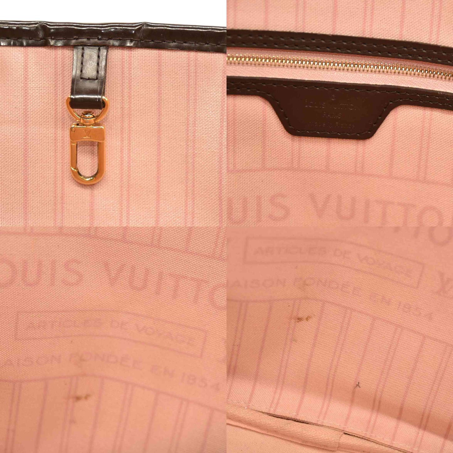 Louis Vuitton  Damier Ebene Neo Neverfull MM Rose Ballerine - Minor Stains on interior