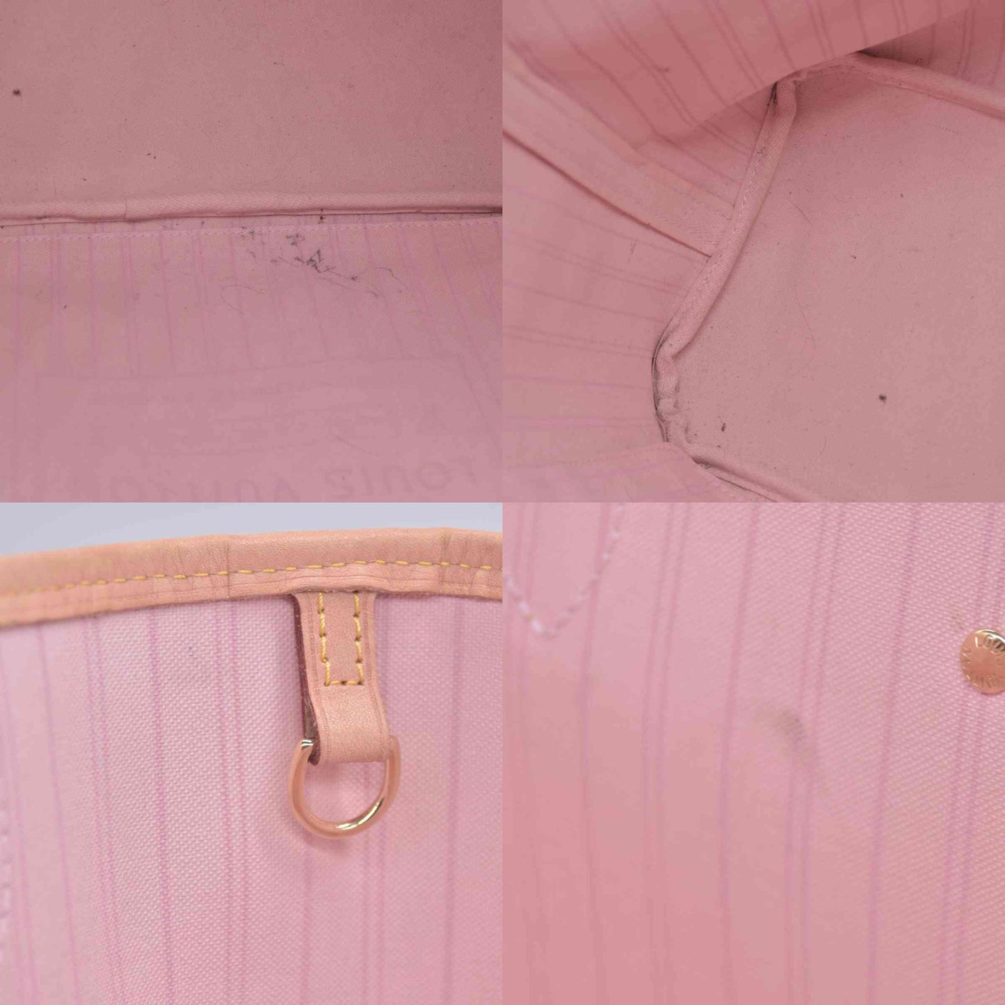 $2240 Louis Vuitton Damier Azur Neo Neverfull MM Rose Ballerine with Pouch RFID