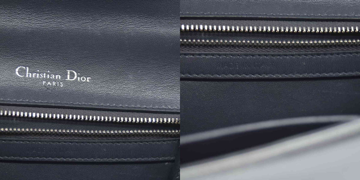$3500 2016 CHRISTIAN DIOR Diorama Flap Bag Beaded Leather Small Silver
