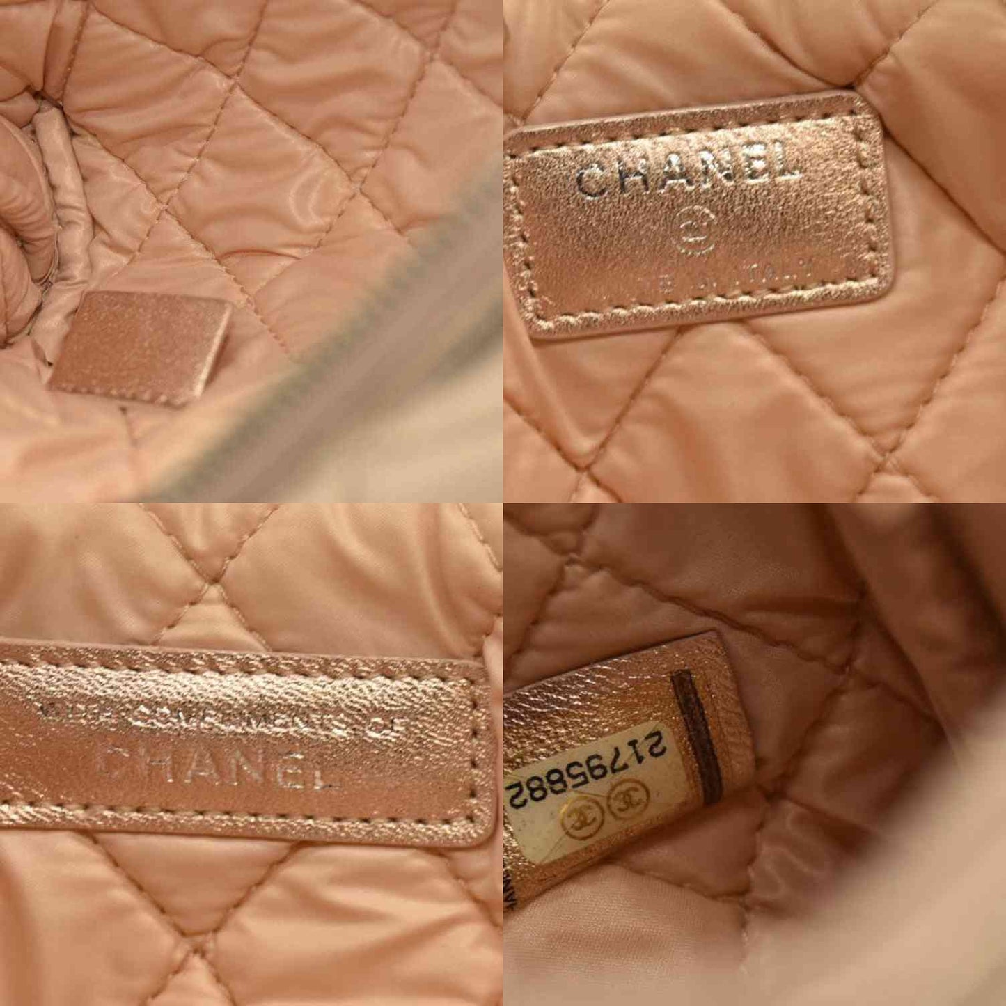 Chanel  Metallic Lambskin Quilted Cosmetic Pouch Gold