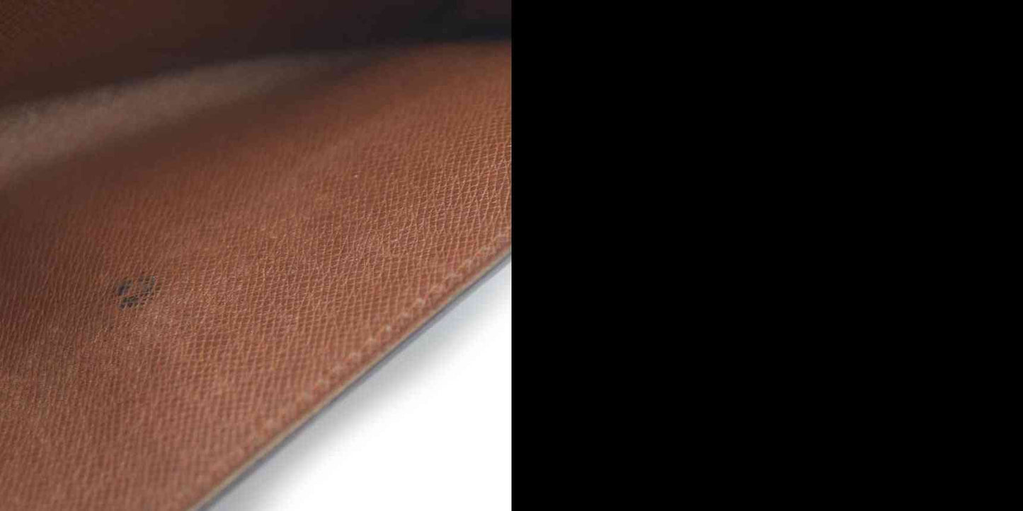 Louis Vuitton Monogram Portefeiulle Sarah Long Bifold Wallet Brown MI0972 Damaged button snap