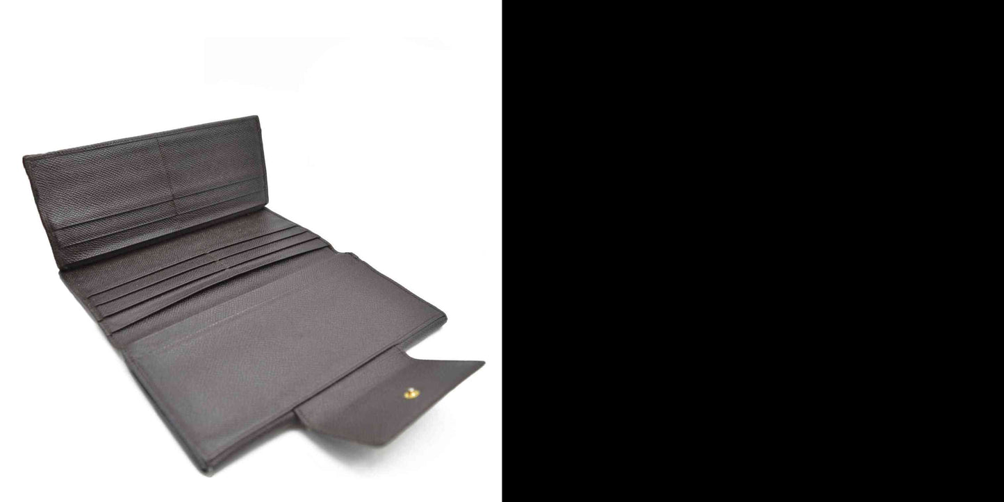 BVLGARI $640 Classico Leather Bifold Long Wallet Brown/7BH0176