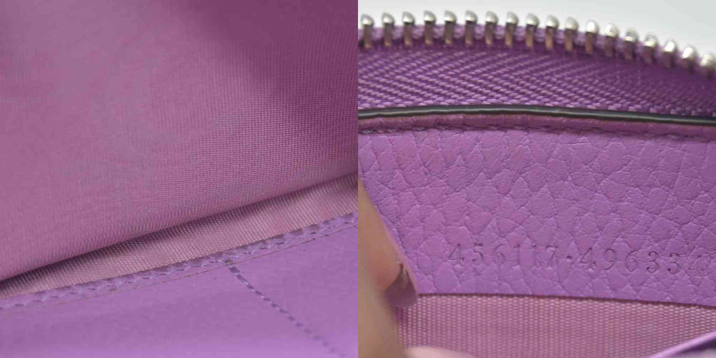 $660 Gucci Marmont Double G Marmont Zip Around Wallet Purple CONSIGNMENT