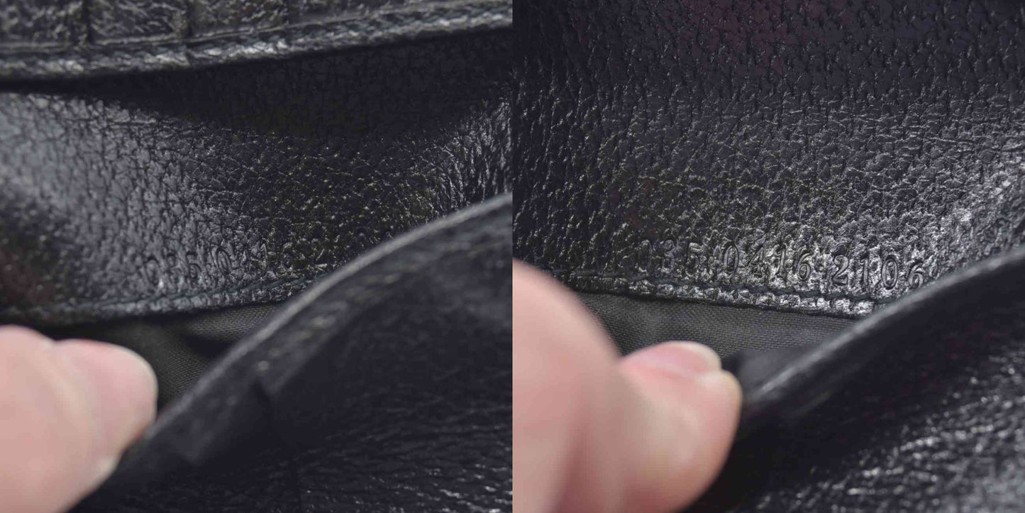 $490 GUCCI Logo Canvas Leather Bifold Wallet Black