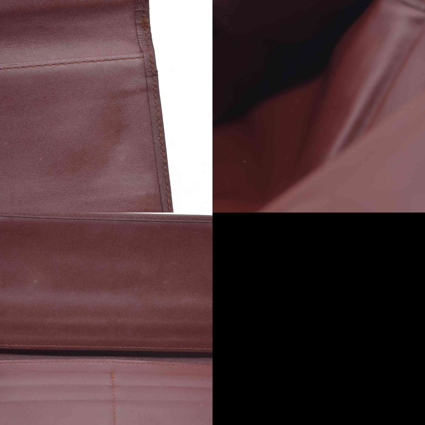 $800 Must de Cartier Leather Long Trifold Wallet Bordeaux