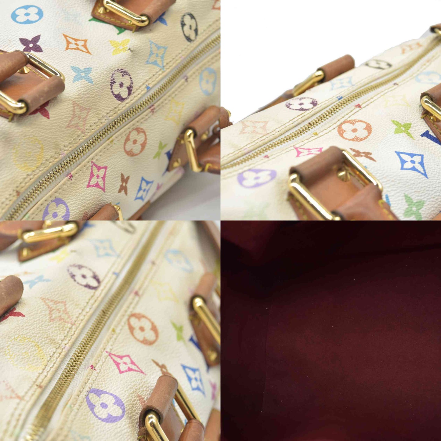 $3150 Louis Vuitton Monogram Multicolor Speedy 30 White 2004