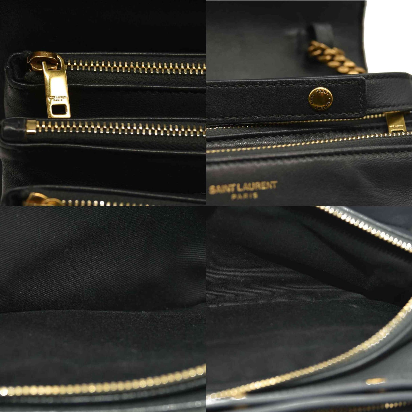 Saint Laurent  Lambskin Diamond Quilted Monogram Angie Chain Bag Smog Grey