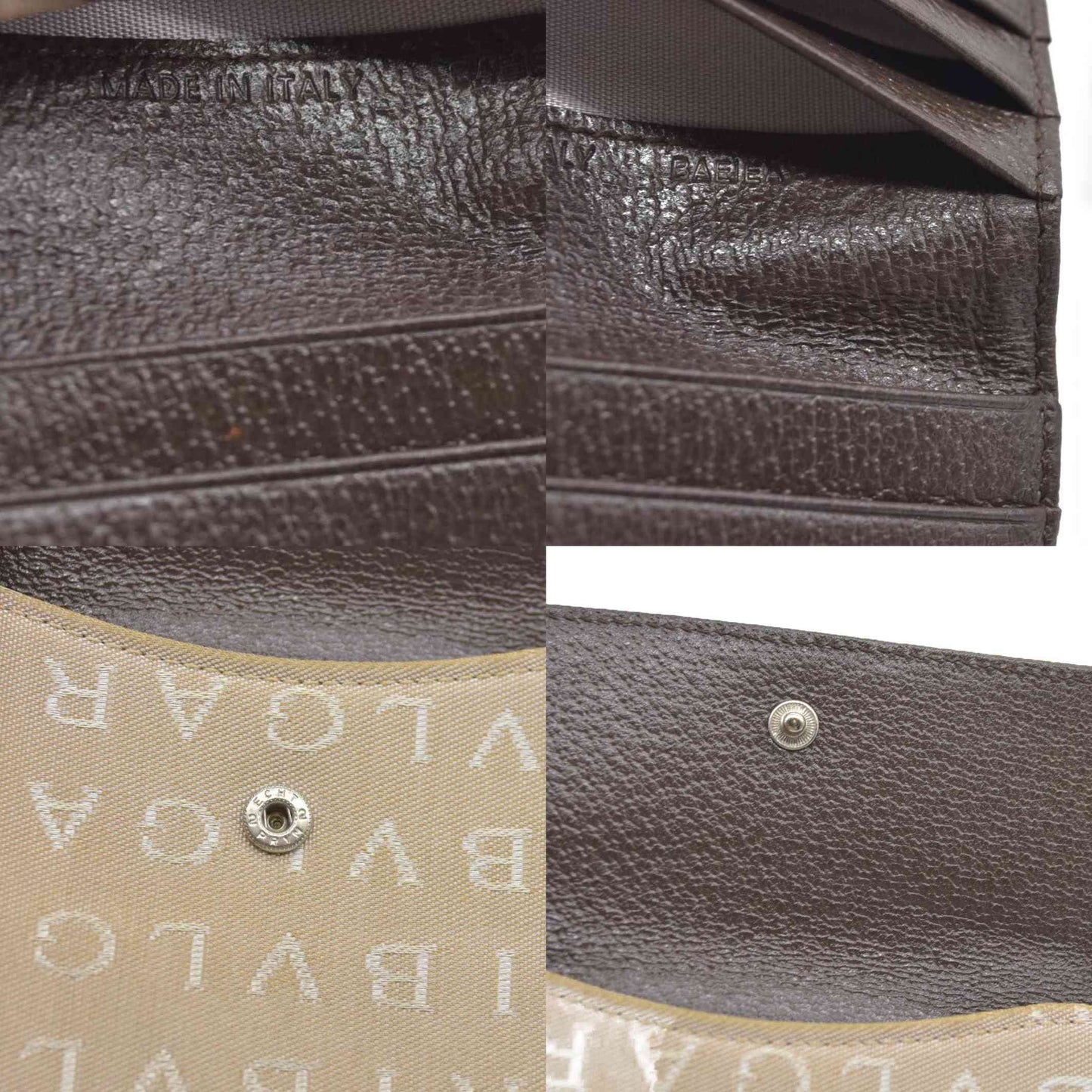 BVLGARI Logo Mania Canvas Bifold Wallet Beige