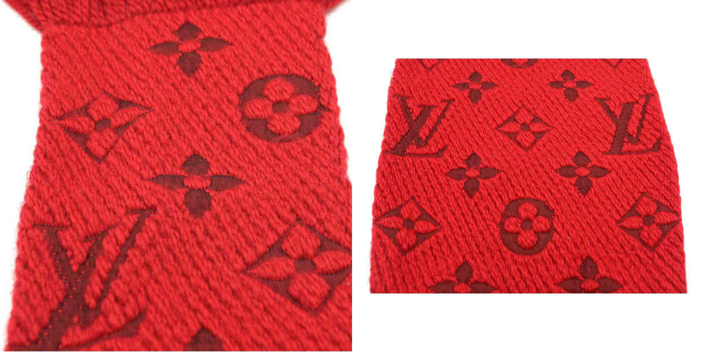 LOUIS VUITTON RED LOGOMANIA WOOL SCARF