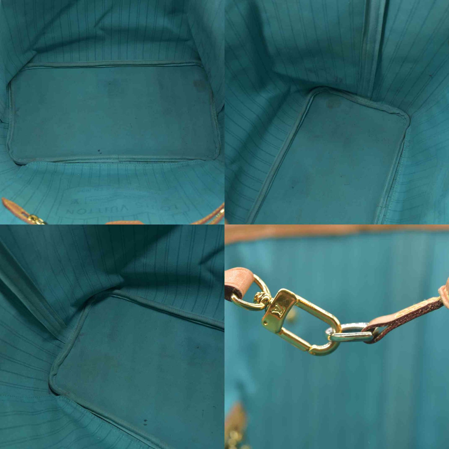 AUCTION $2120 Louis Vuitton  Monogram V Neverfull MM Turquoise