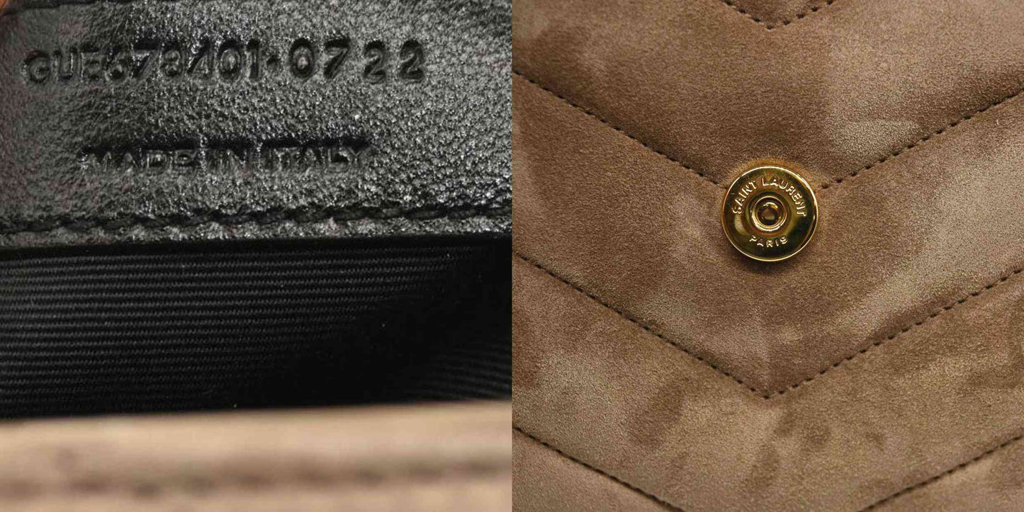 SAINT LAURENT  Suede Toy Loulou Shoulder Bag Taupe