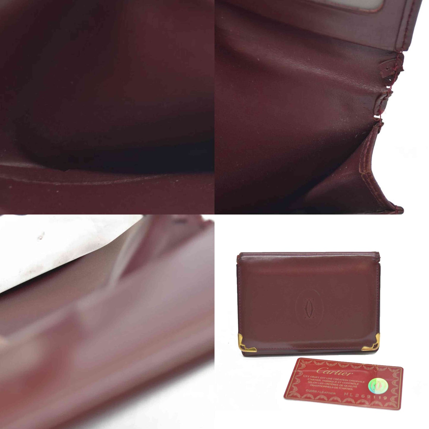 AUCTION $430 Cartier Cartier Burgundy Leather Must de Cartier ID Card Holder