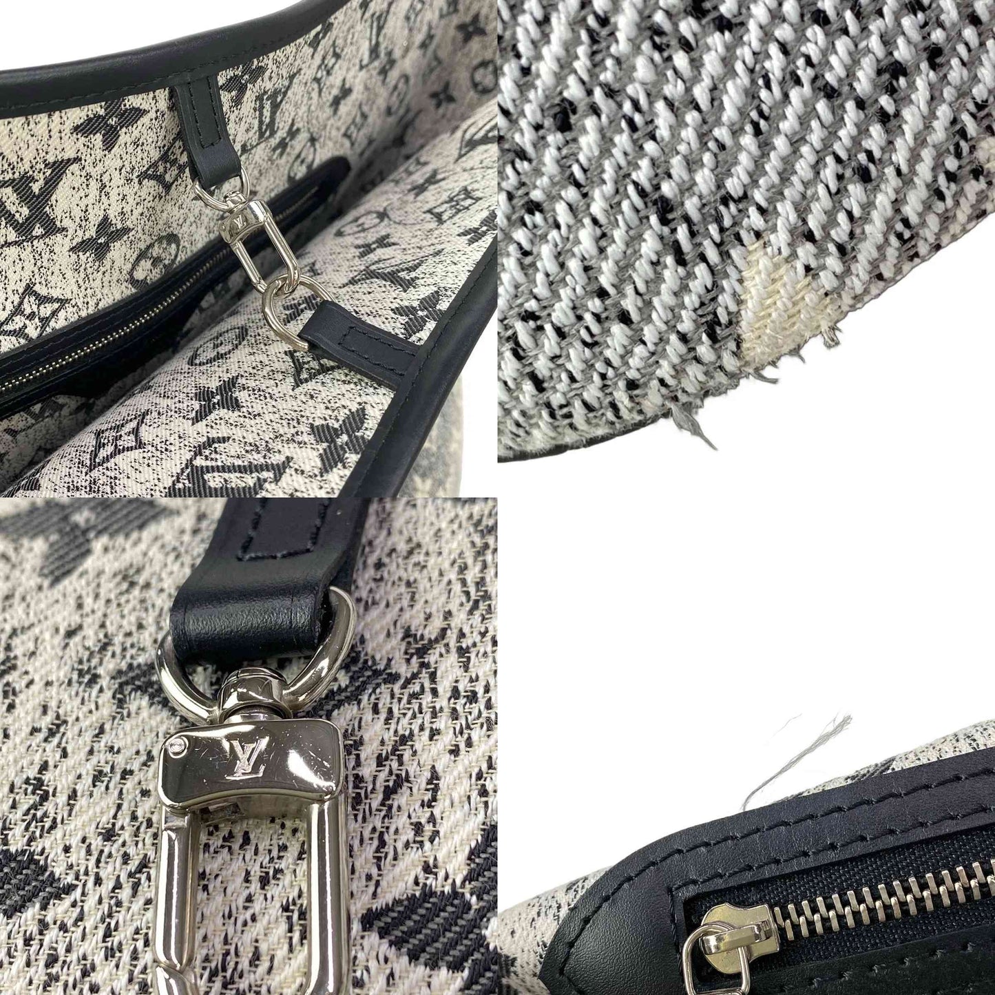 $2460 LOUIS VUITTON Neverfull MM M21465 Gray Monogram Jacquard Denim