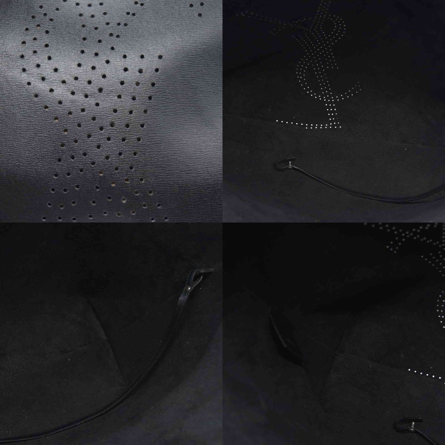 $1600 2018 Saint Laurent Vintage Calfskin Perforated East West Shopping Tote Black