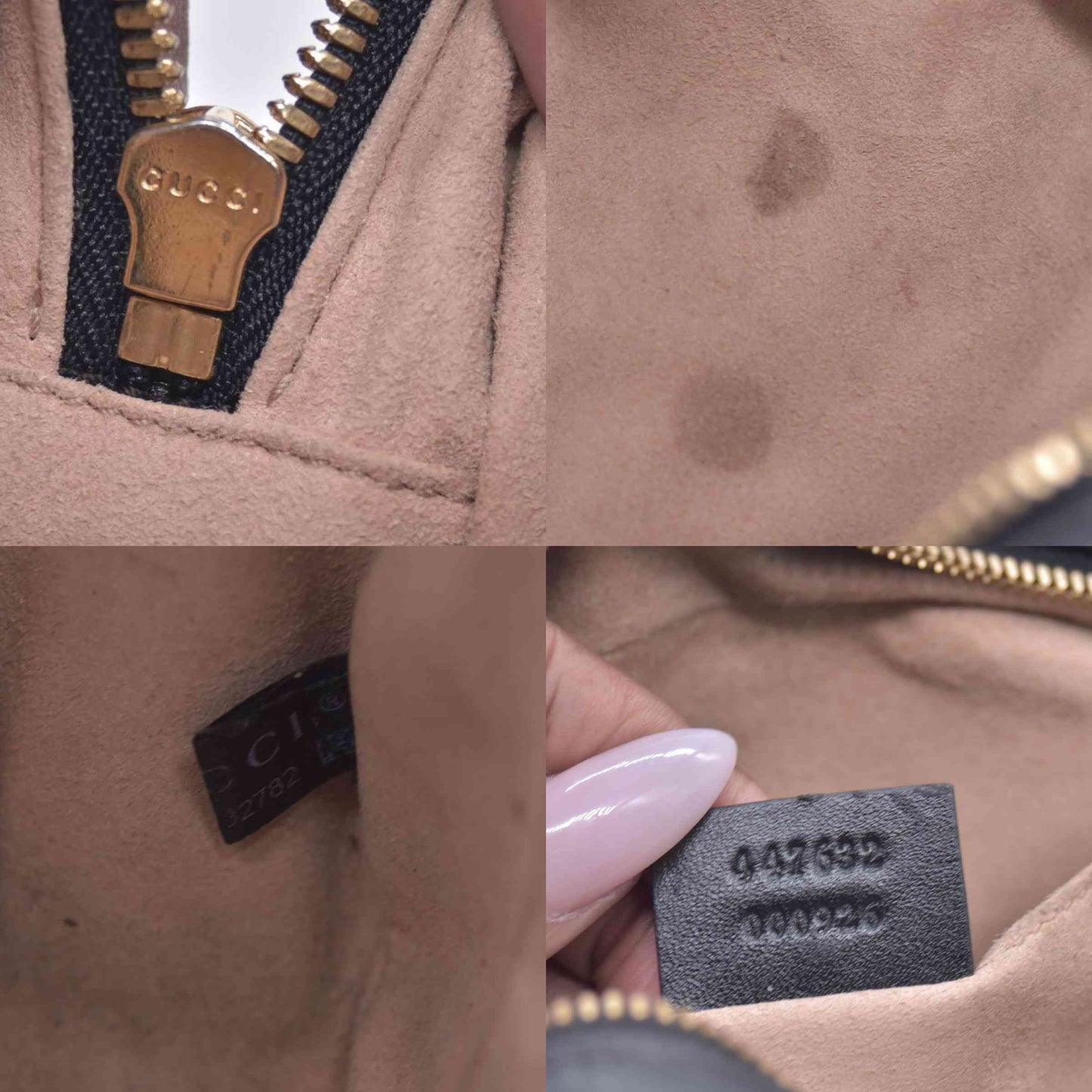$2050 Gucci Monogram Matelasse Diagonal Small GG Marmont Chain Shoulder Bag Beige Black