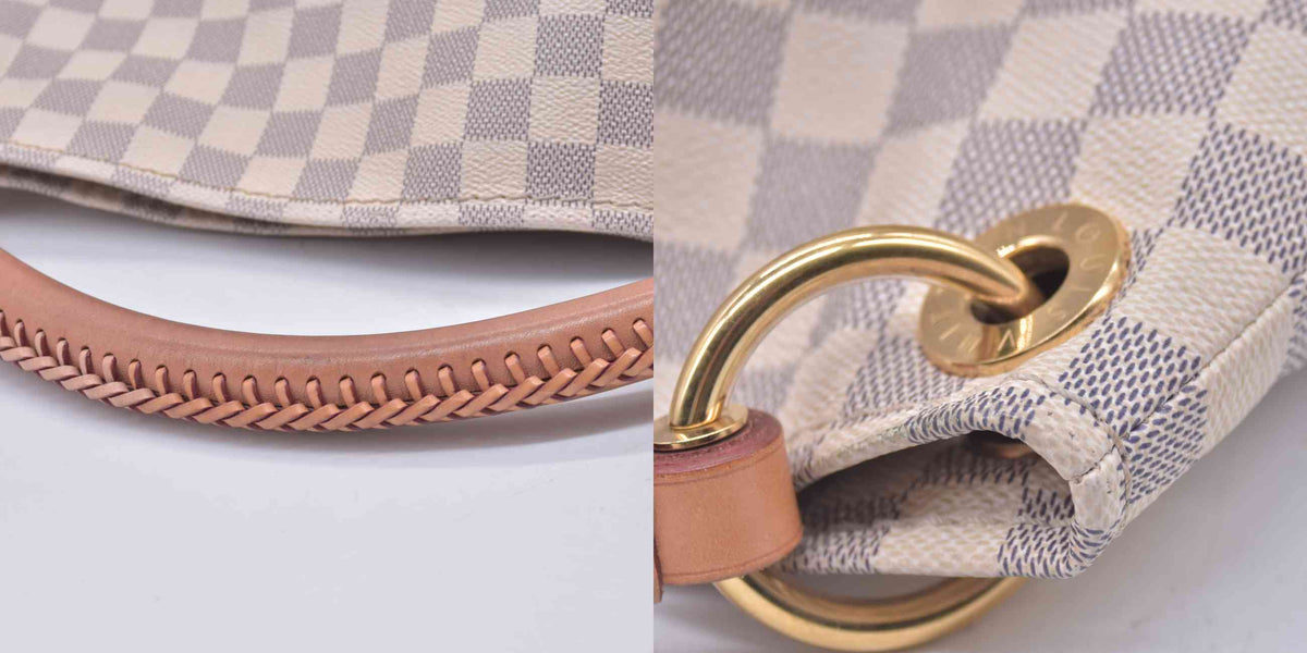 $2500 2018 USA Louis Vuitton Damier Azur Artsy MM Hobo Shoulder Bag with Charm 10021293 SD2128