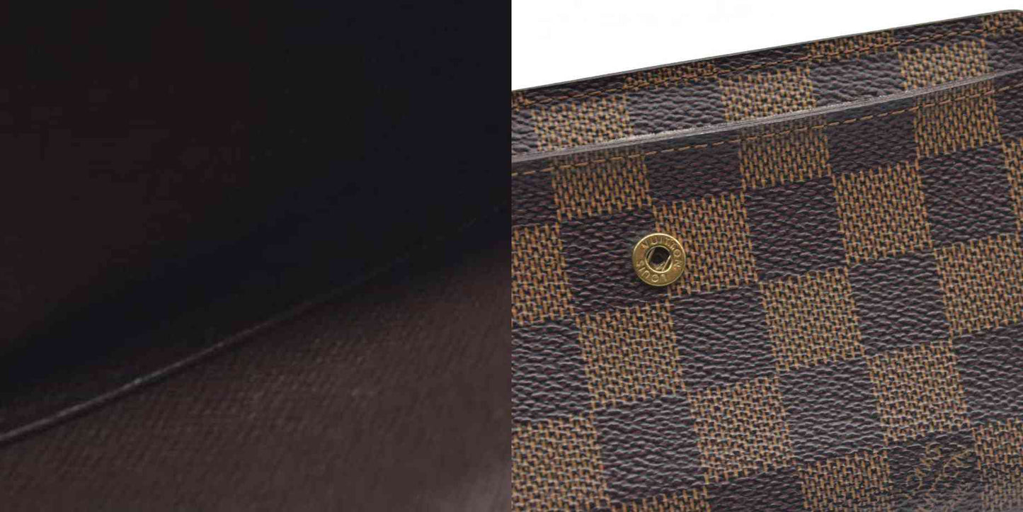 AUCTION $610 Louis Vuitton  Damier Ebene Porte Tresor Etui Papiers Wallet CA3079