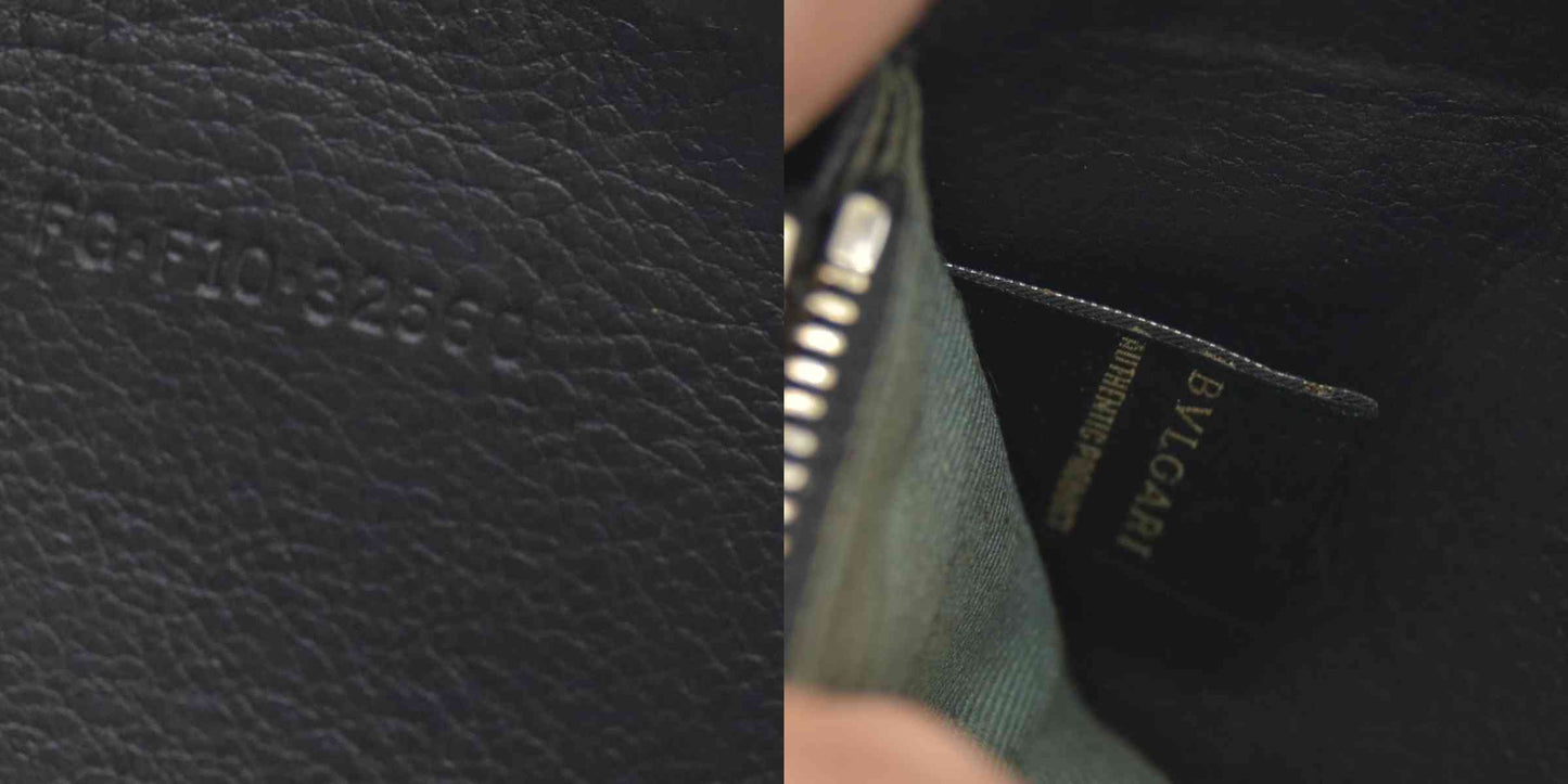 $840 BVLGARI ‘S.BULGARI’ ZIP AROUND WALLET BLACK CONSIGNMENT