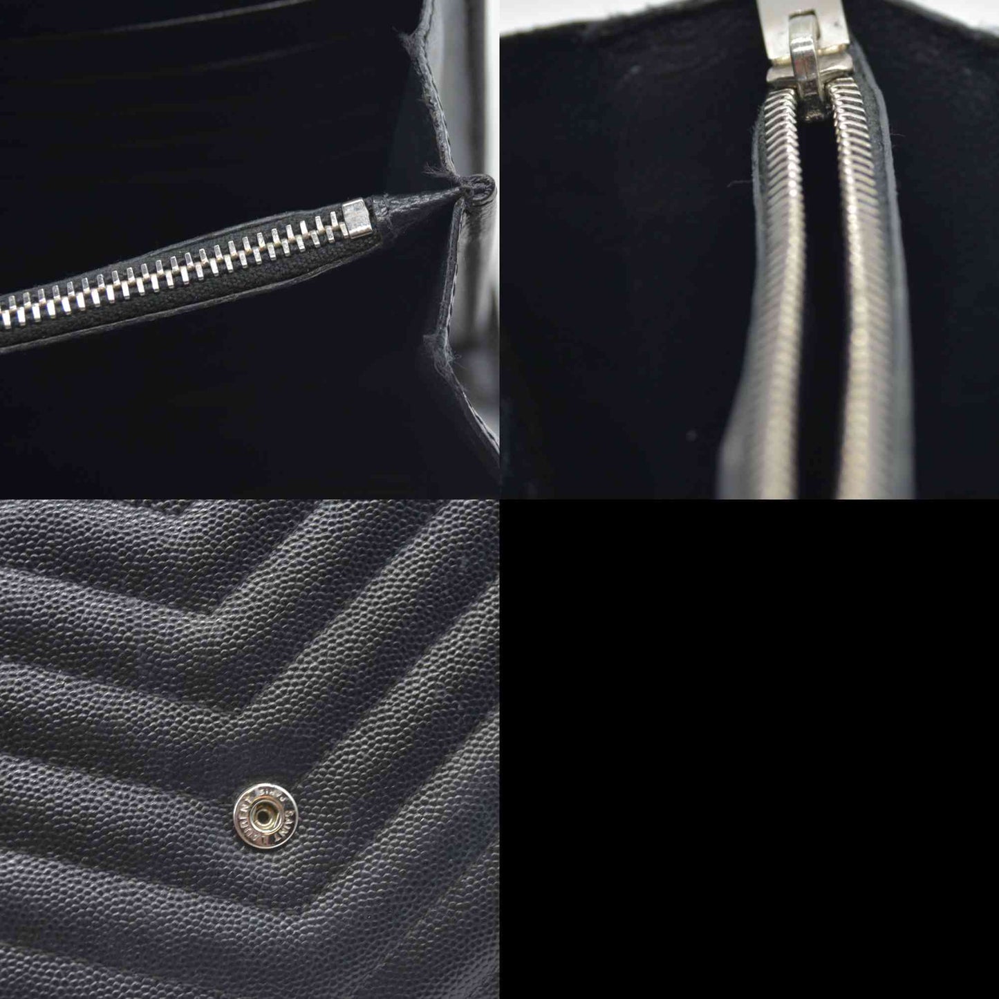 $1600 Saint Laurent Grain De Poudre Matelasse Chevron Monogram Envelope Chain Wallet Black