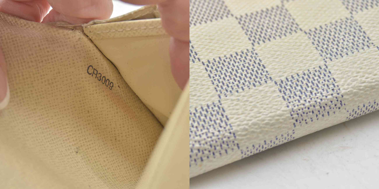 $725 2009 Louis Vuitton Damier Azur Sarah Wallet CA3009