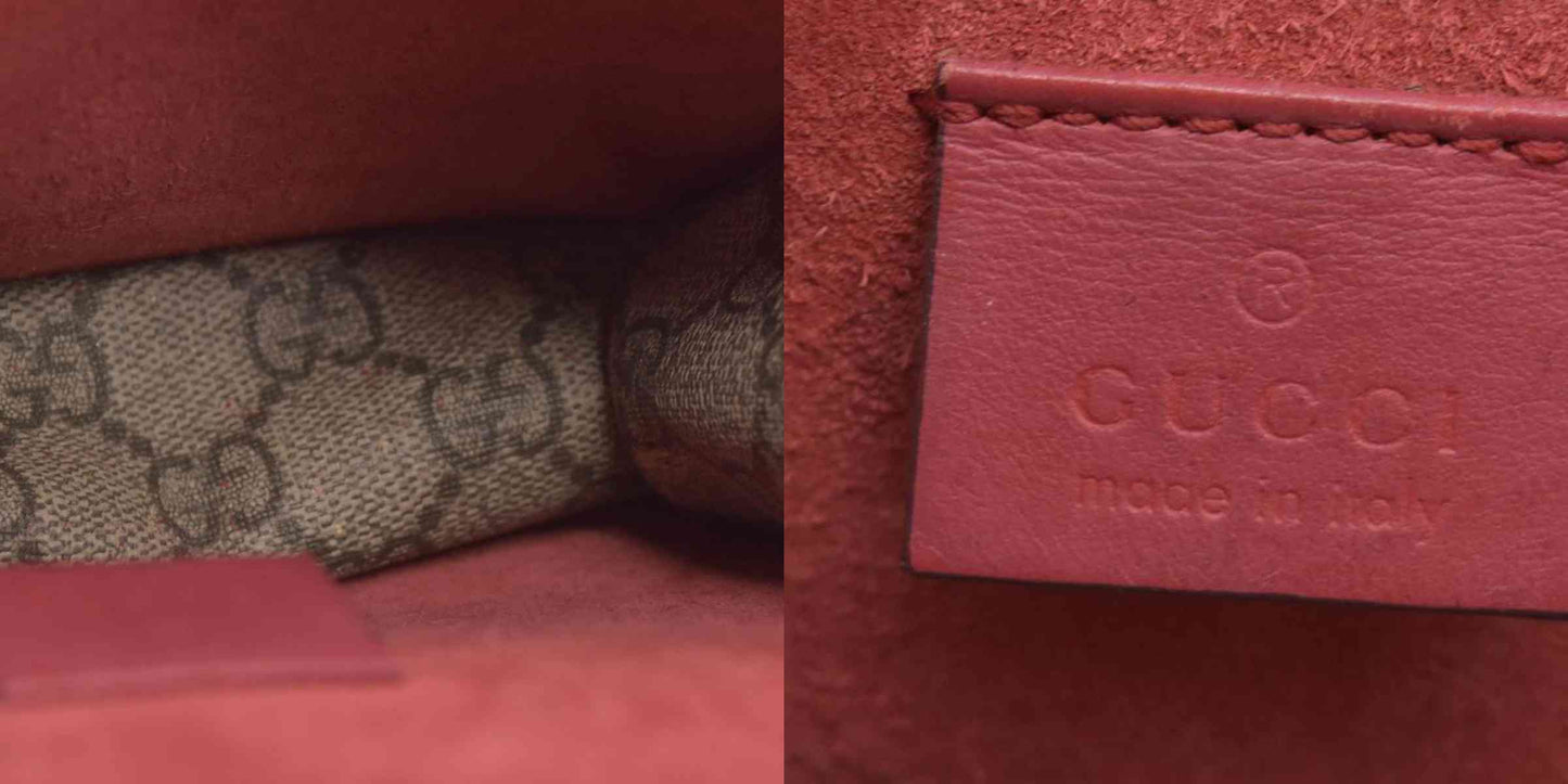 $2600 Gucci GG Supreme Monogram Suede Cudu Medium Dionysus Shoulder Bag Beige Ebony Vulcanic Red
