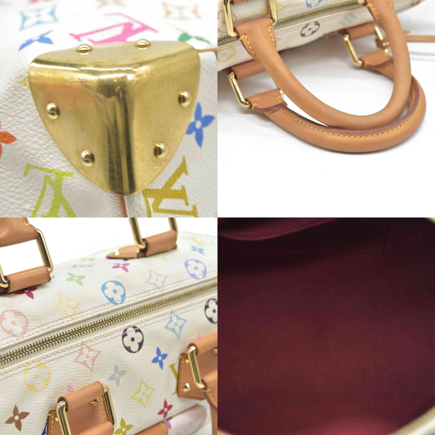 AUCTION $3150 Louis Vuitton  Monogram Muakami Speedy 30 White