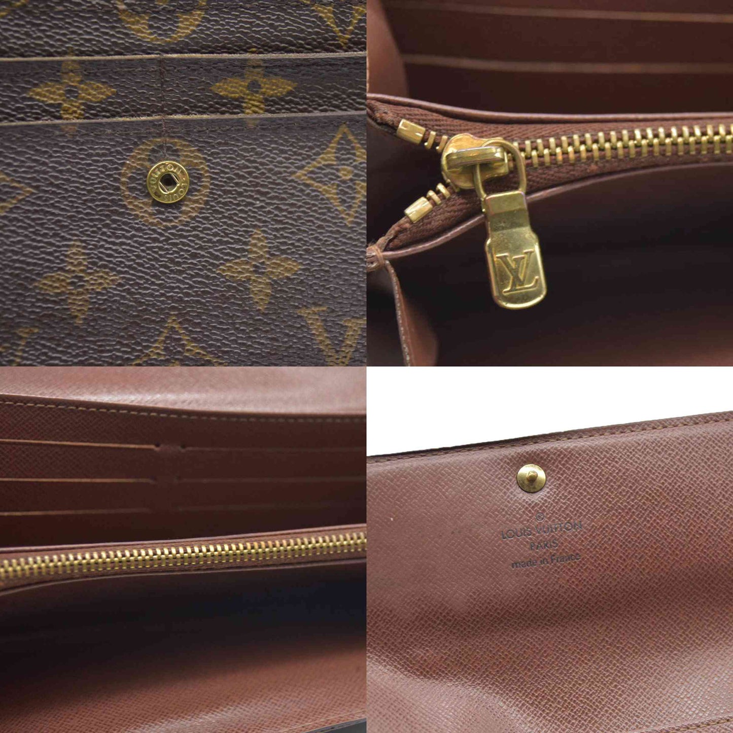 AUCTION $725 Louis Vuitton Monogram Portefeiulle Sarah Long Bifold Wallet Brown MI0096
