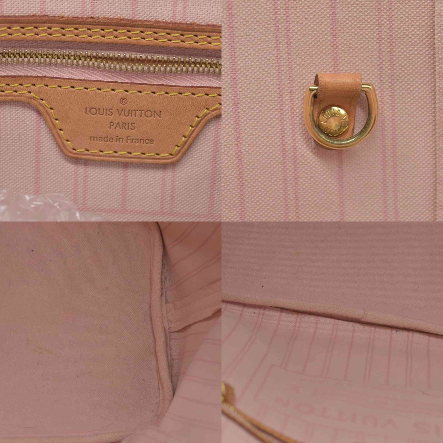 $2170 Louis Vuitton Damier Azur Neo Neverfull MM Rose Ballerine RFID