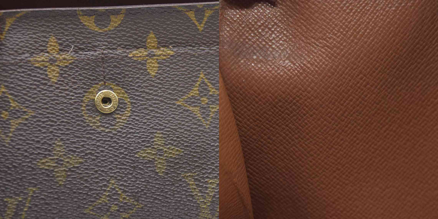 AUCTION $725 Louis Vuitton Monogram Portefeiulle Sarah Long Bifold Wallet Brown
