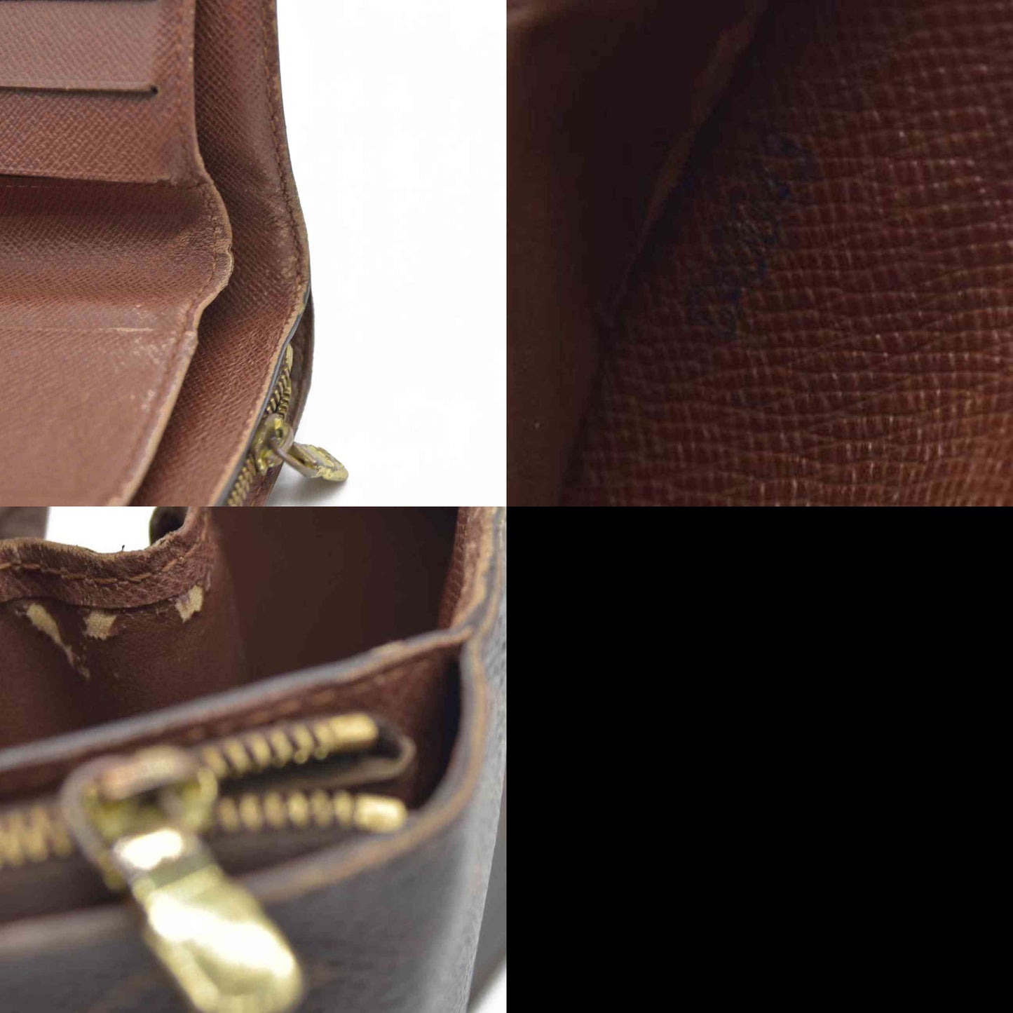 $590 Louis Vuitton Monogram Compact Zip Bifold Wallet Brown CA0043