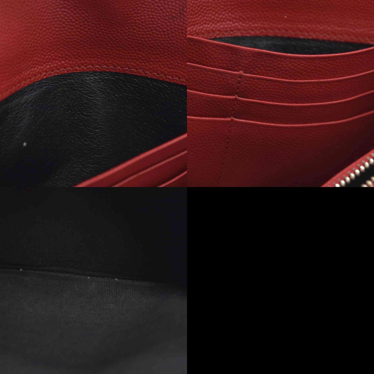 $750 Saint Laurent Grain De Poudre Matelasse Chevron Monogram Flap Wallet Red