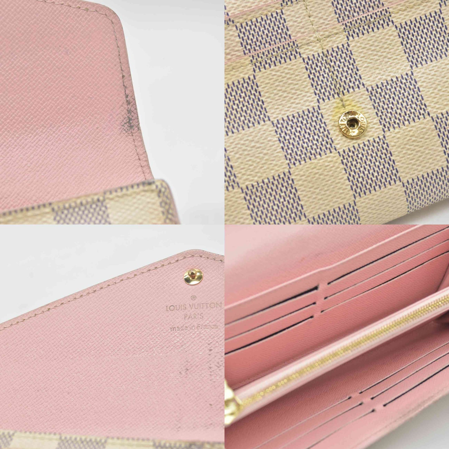 $725 Louis Vuitton Damier Azur Portefeiulle Sarah Long Bifold Wallet MI0169